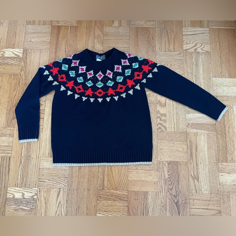 WYSE London Holly Fairisle Knit Merino Wool Sweater, Women’s Size M/L